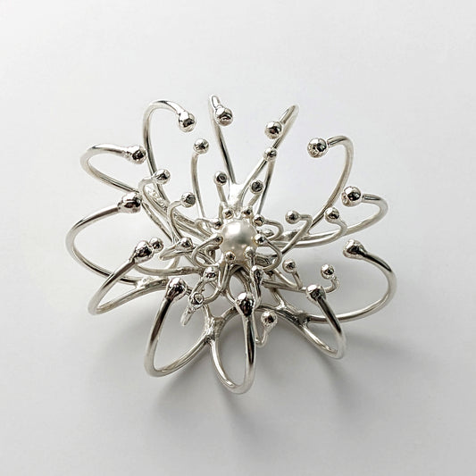 Silver Pearl Cellure Cell Brooch