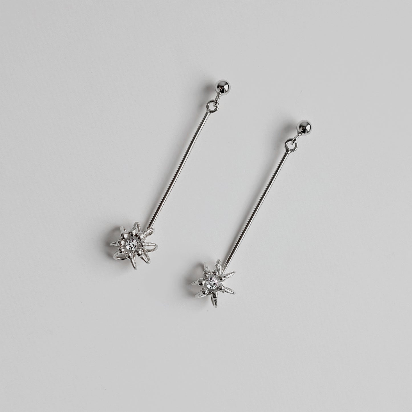 Silver Diamond Drop Cell Earrings