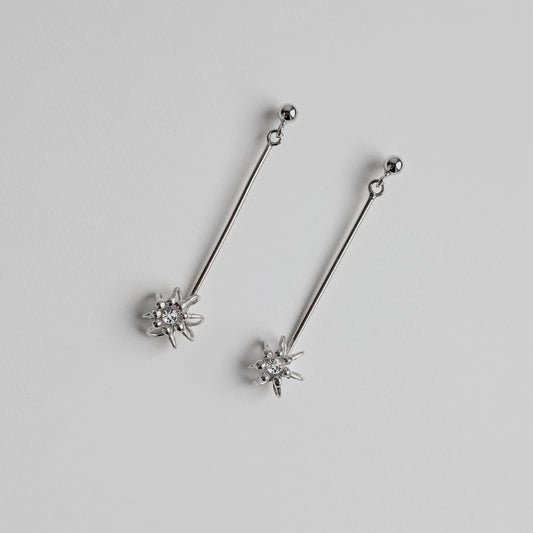 Silver Diamond Drop Cell Earrings