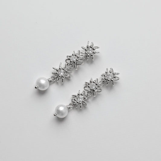 Siaw Jewellery Silver Lab-Grown Diamond Cascade Cell Earrings