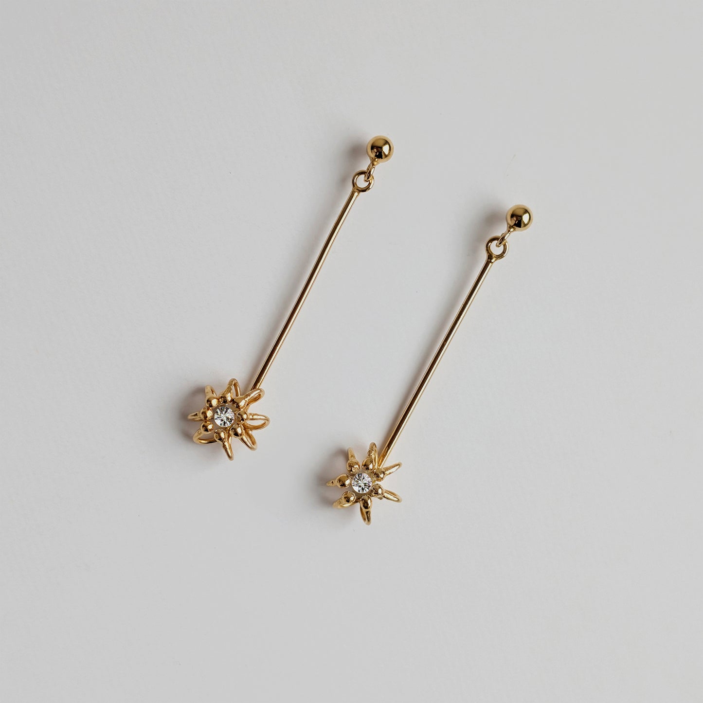 Gold Diamond Drop Cell Earrings
