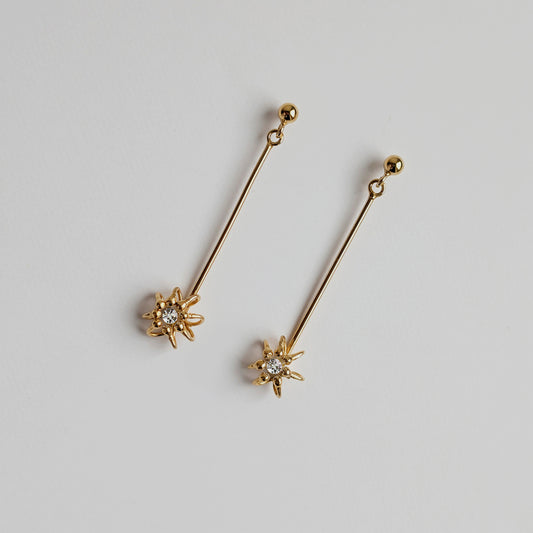 Gold Diamond Drop Cell Earrings