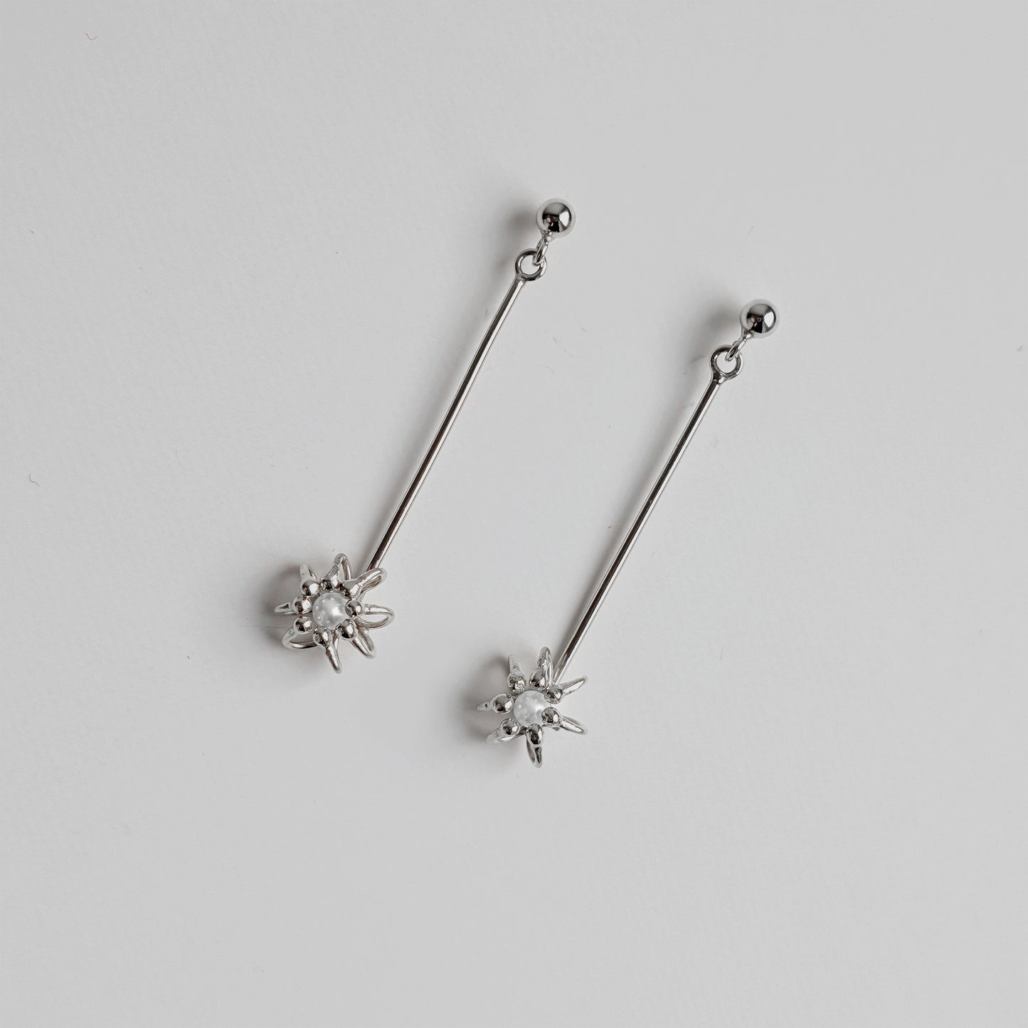 Silver Pearl Drop Cell Earrings
