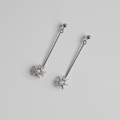 Silver Pearl Drop Cell Earrings