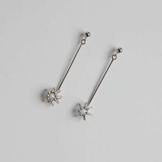 Silver Pearl Drop Cell Earrings