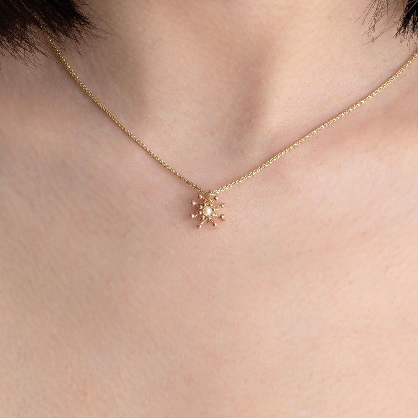Gold Pearl Layered Cell Necklace