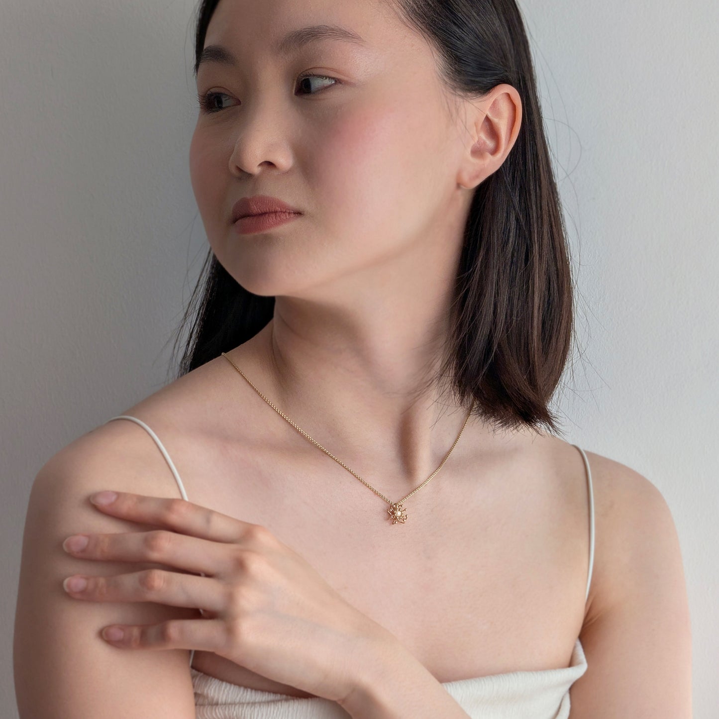 Gold Pearl Layered Cell Necklace