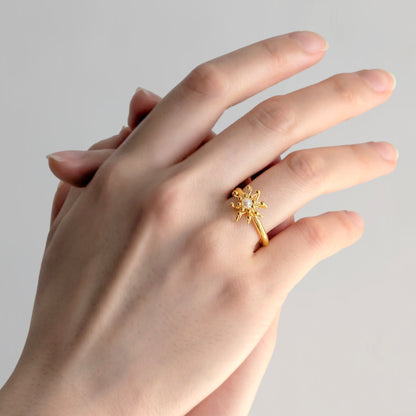 Gold Pearl Layered Cell Ring