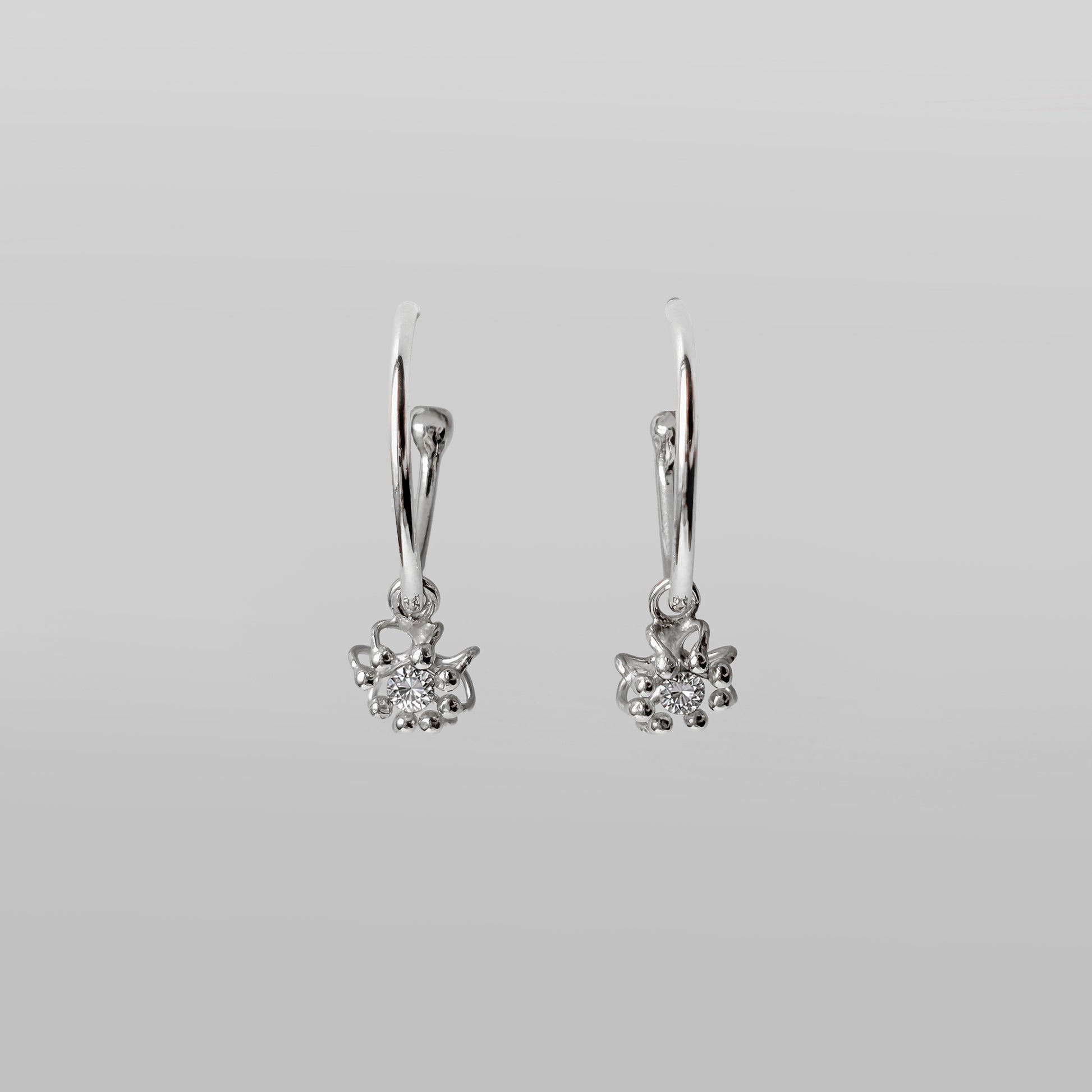 Siaw Jewellery Silver Lab-Grown Diamond Hoop Cell Earrings