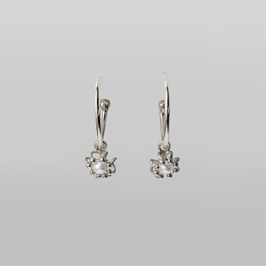 Siaw Jewellery Silver Freshwater Pearl Hoop Cell Earrings