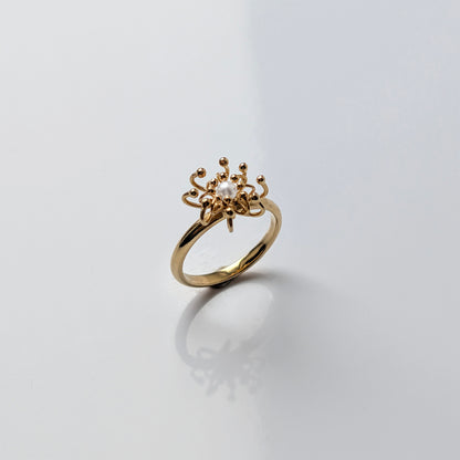 Siaw Jewellery Gold Freshwater Pearl Layered Cell Ring