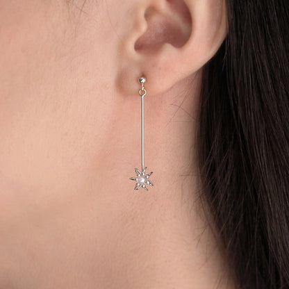 Silver Pearl Drop Cell Earrings
