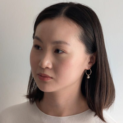 Silver Pearl Hoop Cell Earrings