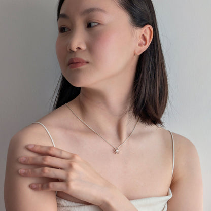 Silver Pearl Layered Cell Necklace