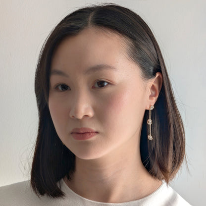 Silver Pearl Trickle Cell Earrings