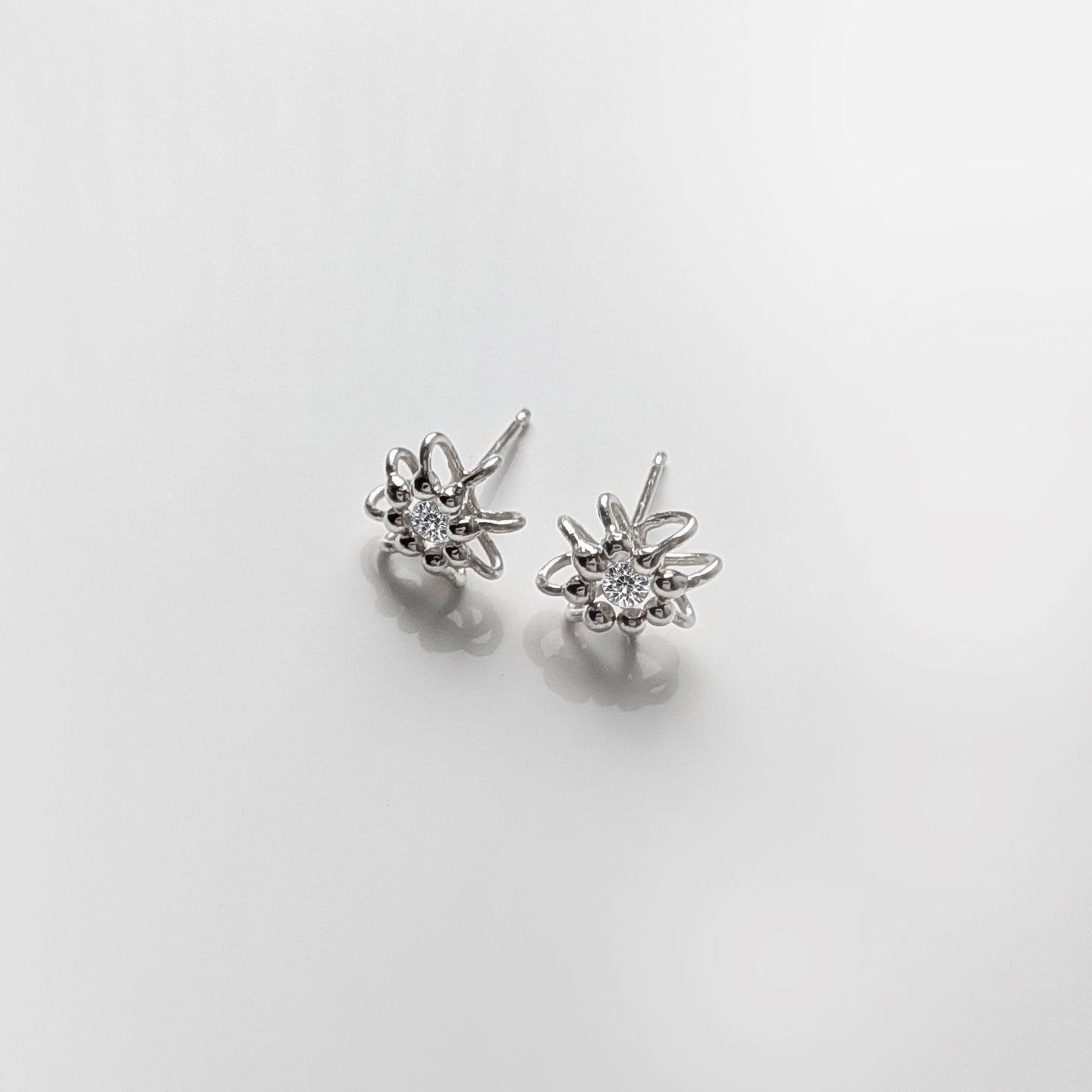 Siaw Jewellery Silver Lab-Grown Diamond Stud Cell Earrings